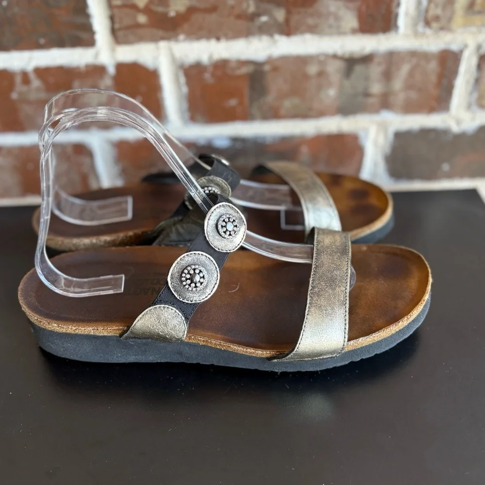 Naot Marissa Wedge Comfort Sandals Burnished Metallic Medallions Size EU 41